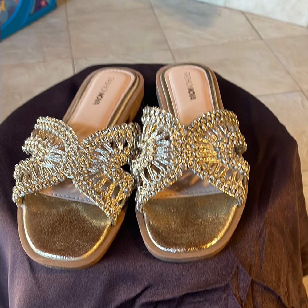 Fashion-ova Gold Women's Slide Sandals